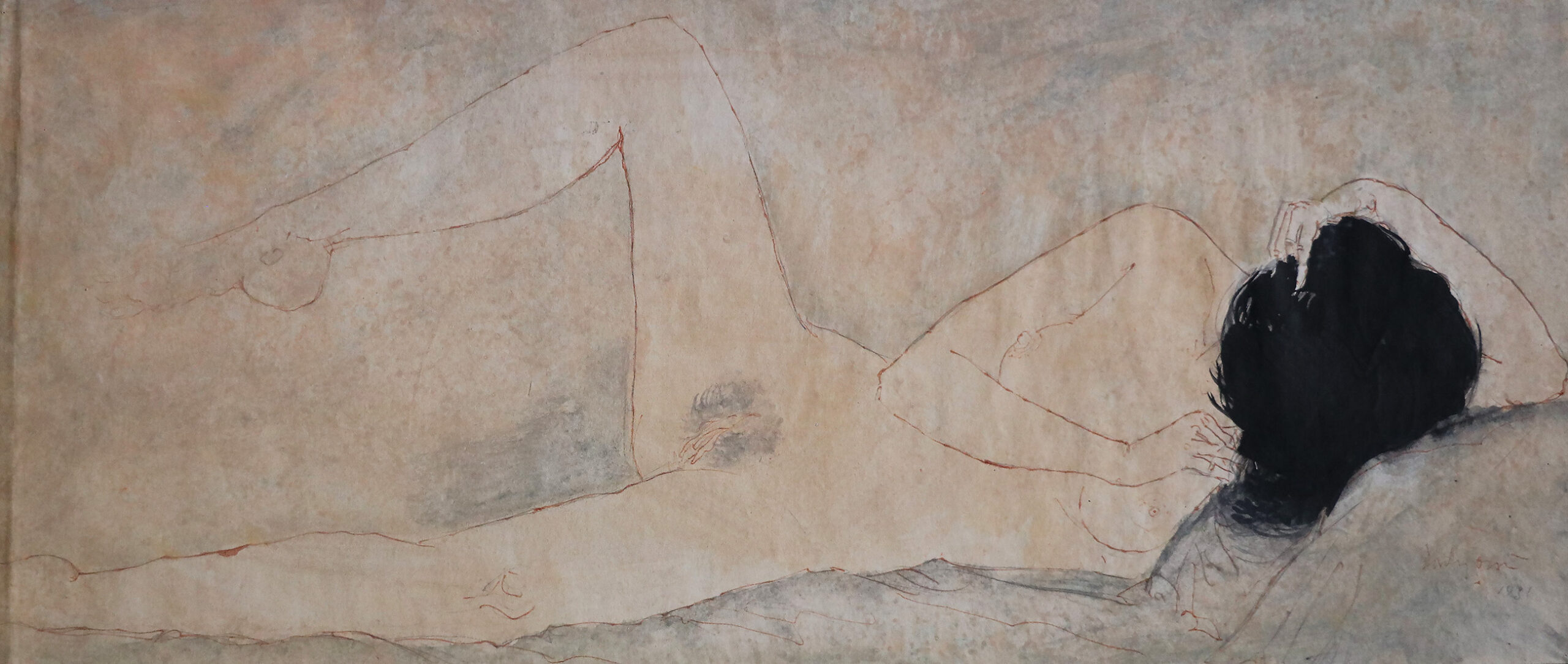 Nudo disteso (1977) cm 50×70 – Pastelli su carta preparata