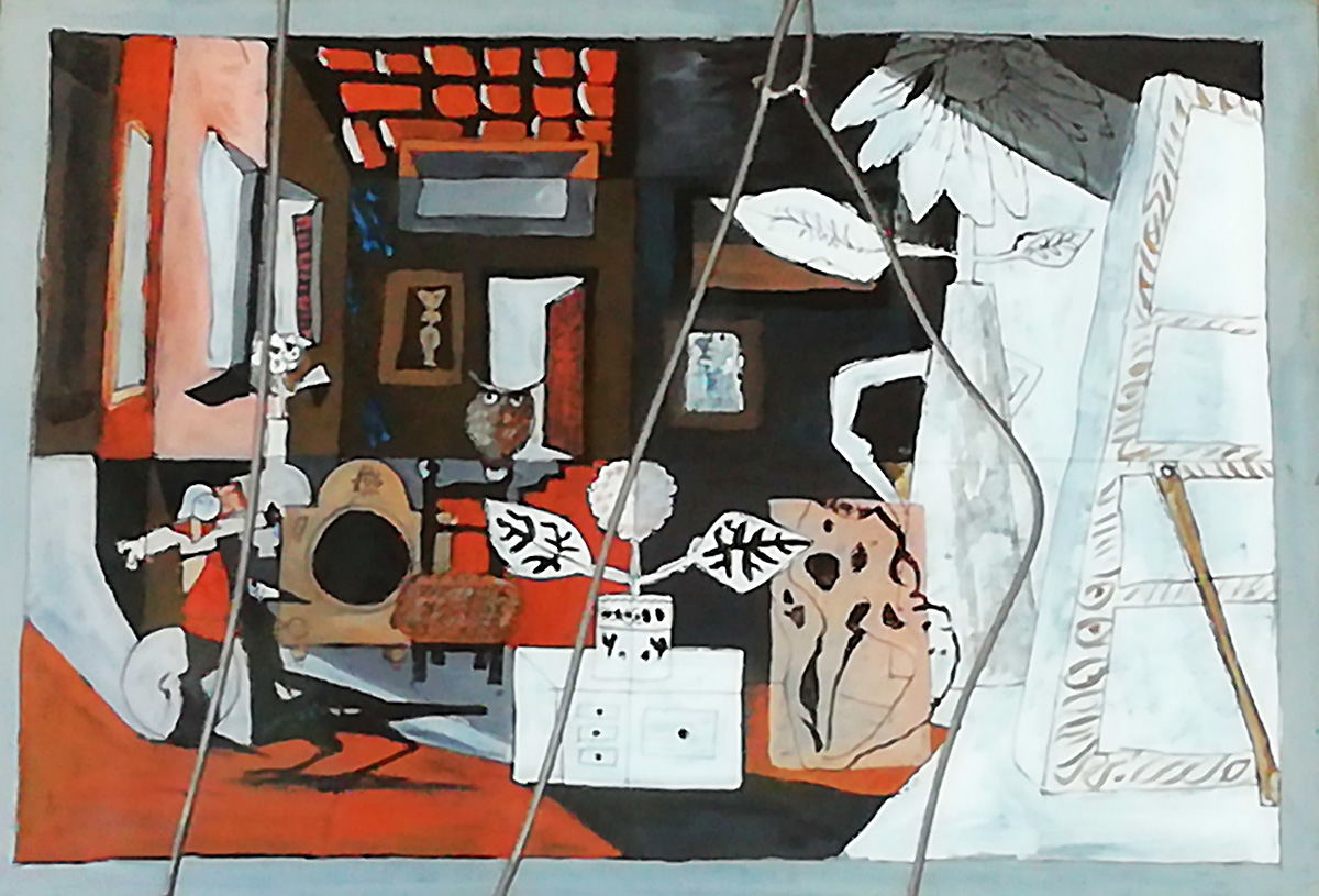 Stanza (1972) cm 53x73 - Tempera acrilica sottovetro